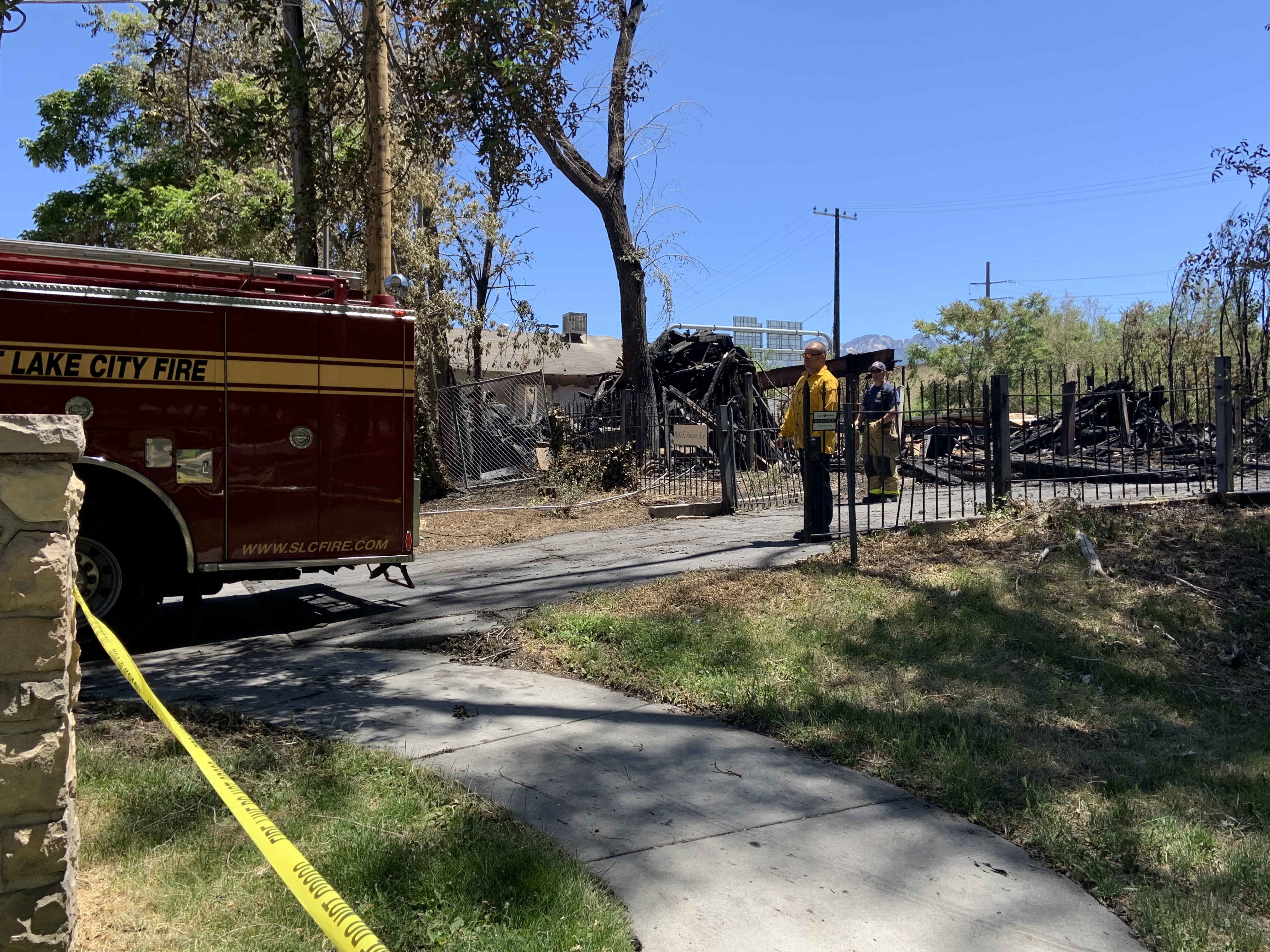 Crews return to the scene of an office complex fire in Sugarhouse to put down hot spots.