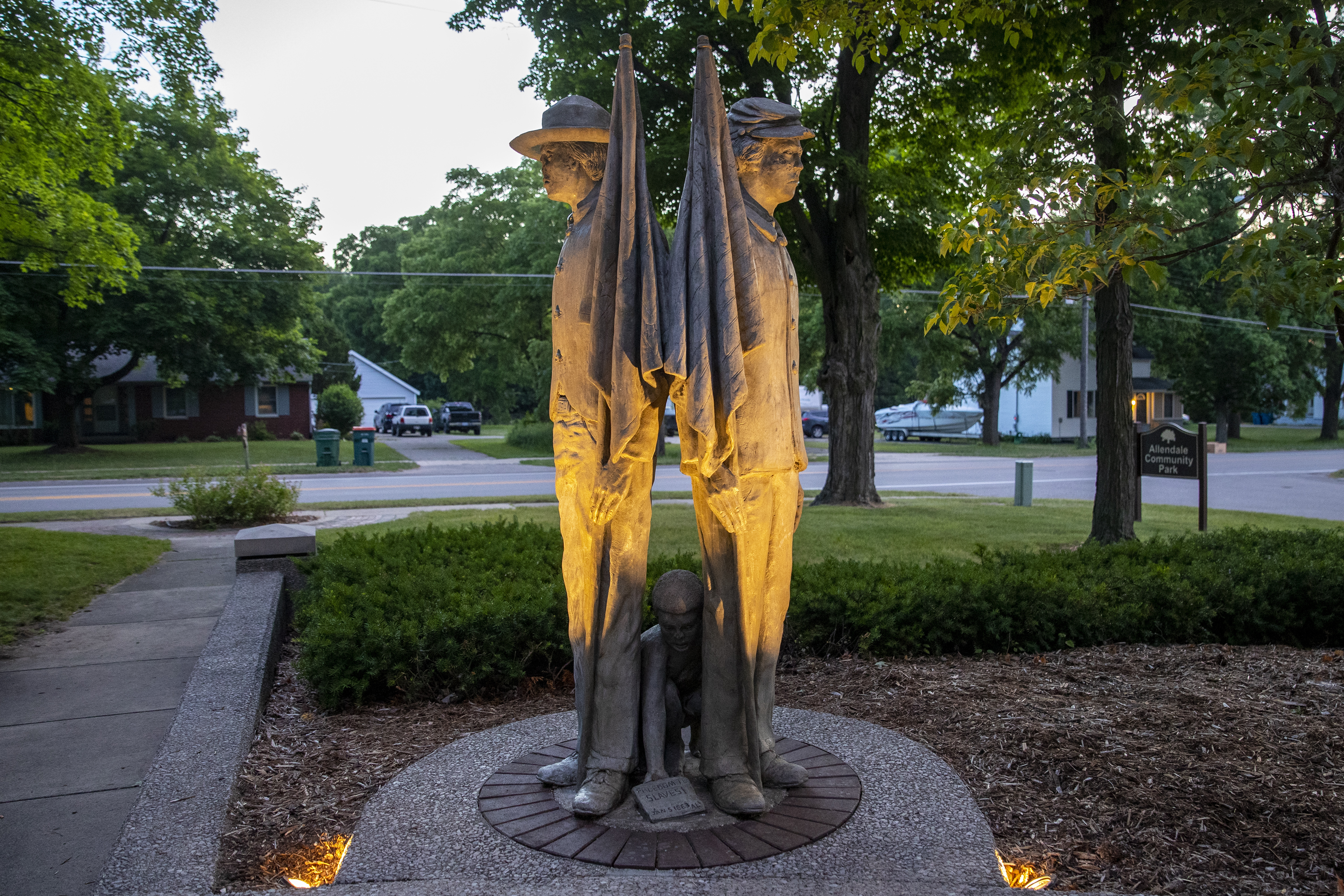 Michigan town to keep statue of Black child, South soldier 