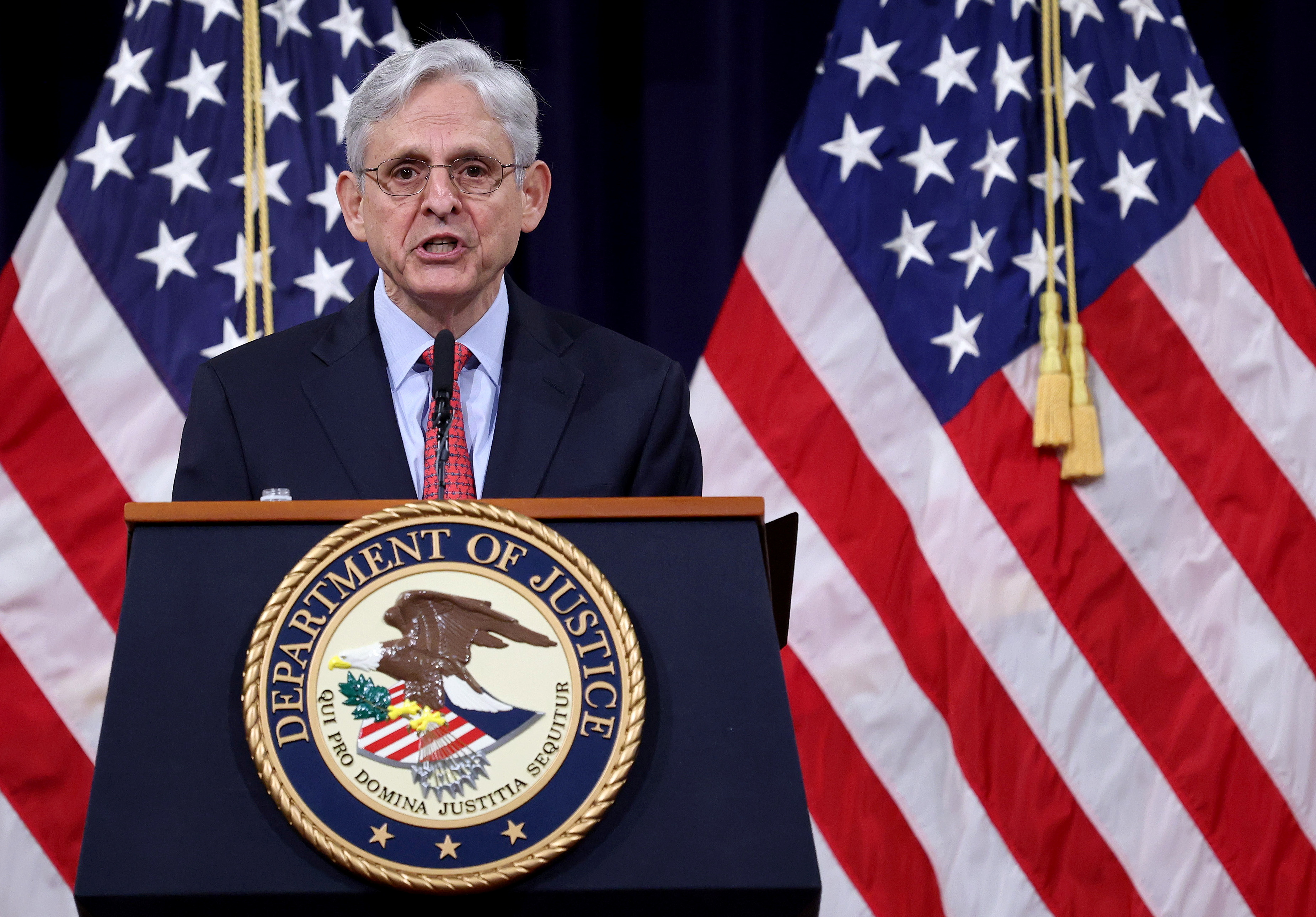 U.S. Attorney General Merrick Garland speaks during an event at the Justice Department in Washington, Wednesday, June 15, 2021. Garland addressed domestic terrorism during his remarks.
