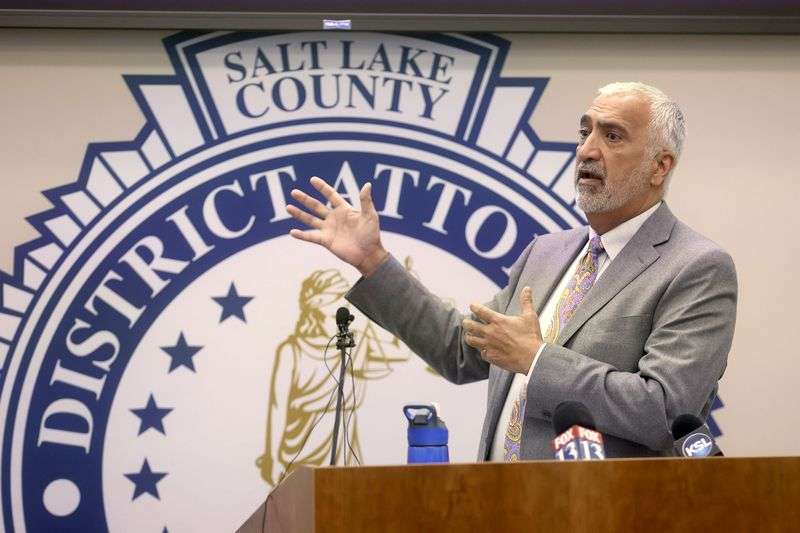 Salt Lake County District Attorney Sim Gill talks during a press conference discussing a police shooting on Aug. 8,
2020.