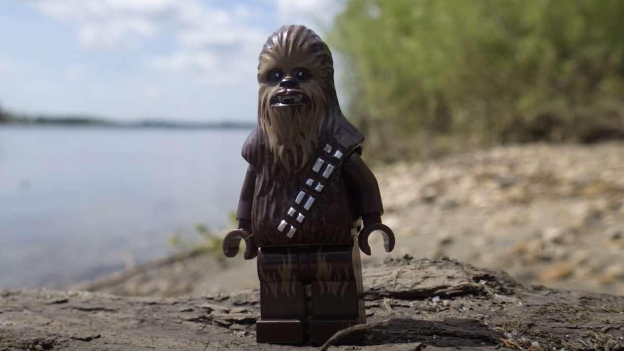 The LEGO Chewbacca pictured is used to catch a small-mouth bass.