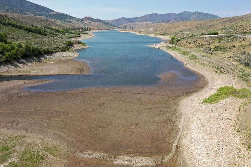 Drought in Utah is causing low water levels at East
Canyon Reservoir near Morgan on Wednesday, June 16,
2021.