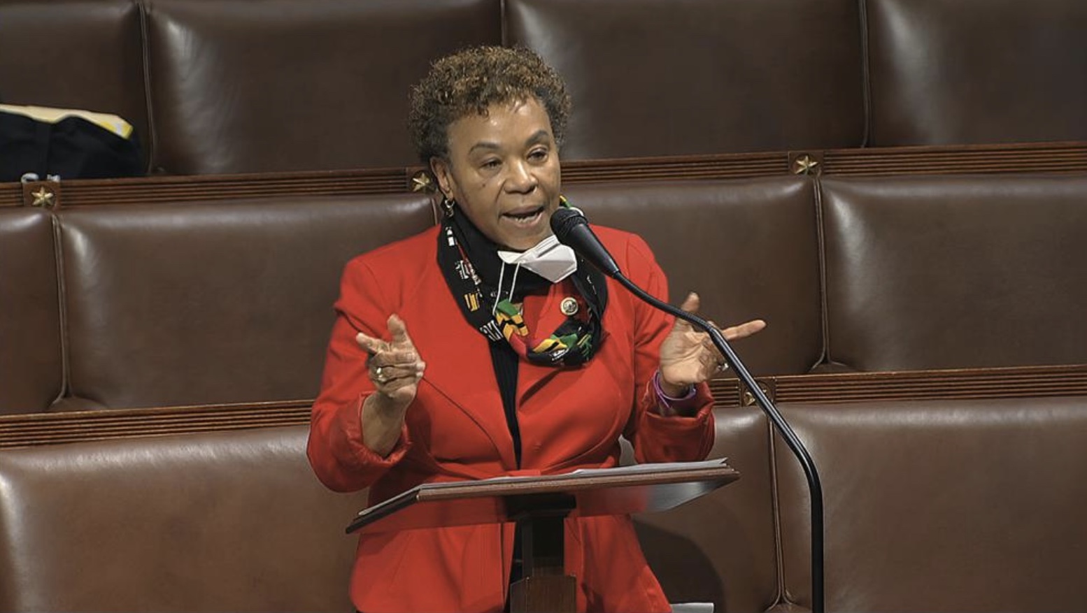 FILE: In this April 23, 2020, file image from video, Rep. Barbara Lee, D-Calif., speaks on the floor of the House of Representatives at the U.S. Capitol in Washington. The Democratic-led House, with the backing of President Joe Biden, is expected to approve legislation Thursday, June 17, 2021, to repeal the 2002 authorization for use of military force in Iraq.