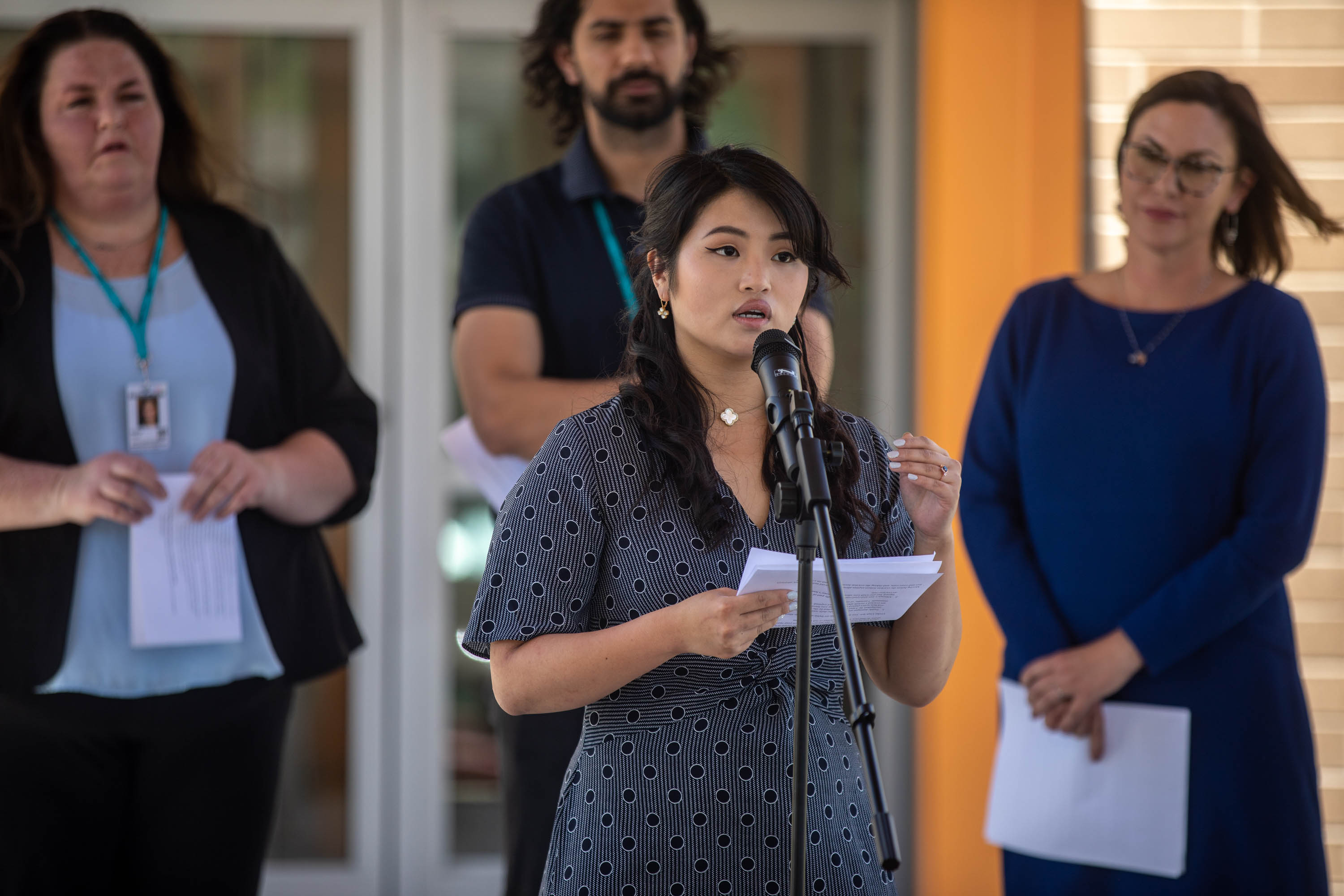 Aro Han, an attorney with People's Legal Aid speaks during a press conference on access to emergency rental assistance at Neighborhood House in Salt Lake City on June 14, 2021.