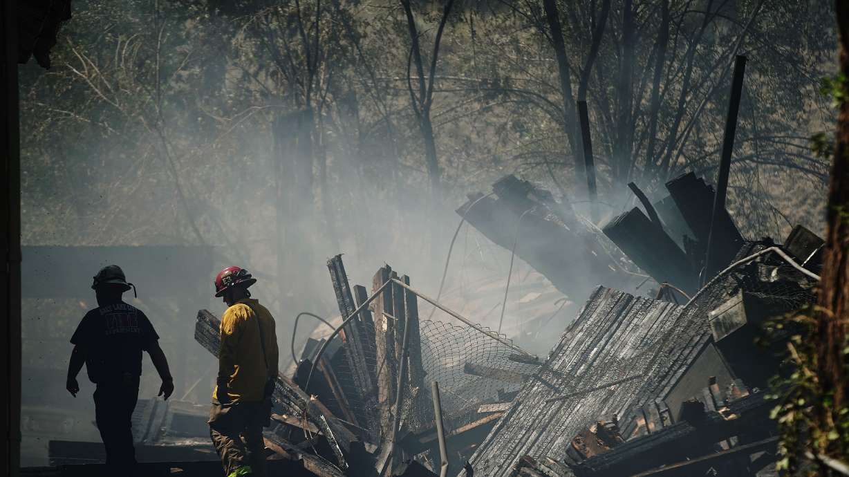 Salt Lake firefighters respond to a fire at an office building in Sugar House on Sunday, June 13, 2021.