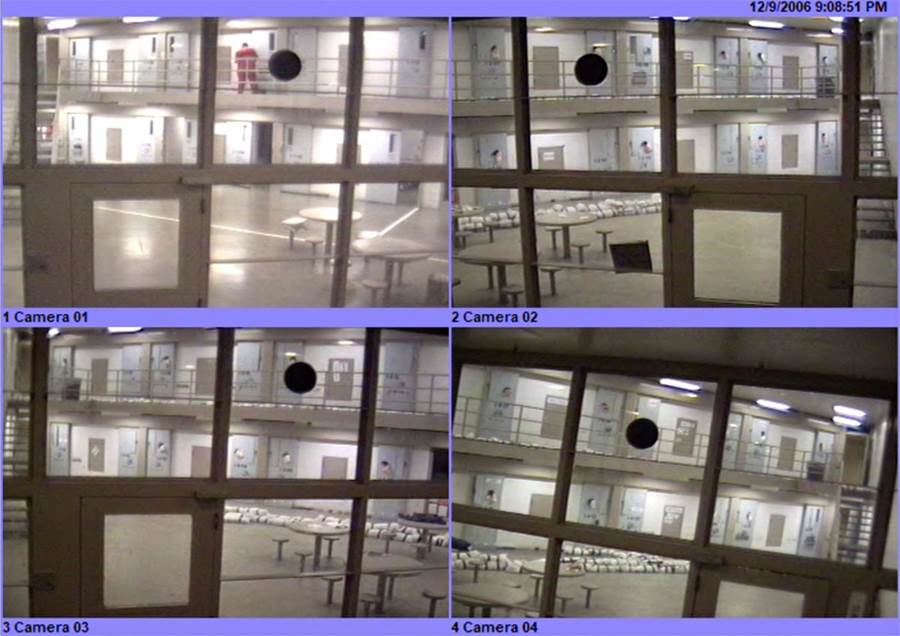 This December 9, 2006, security camera view shows the interior of the Utah State Prison’s maximum-security Uinta 1 building. Inmates housed in Uinta 1 are single-celled and only allowed out in the common area for an hour or so per day.