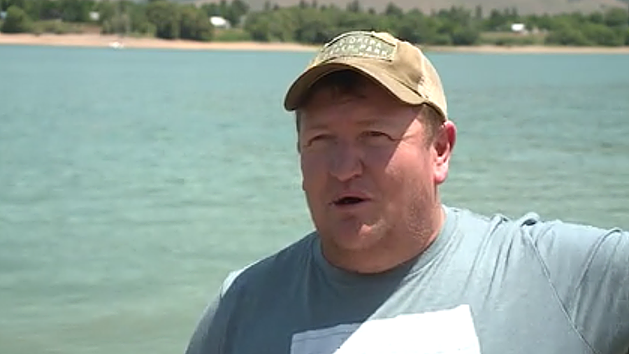 Boater Patrick Lowder recreates at Pineview Reservoir. Historically low water levels have been blamed for the early shutdown of one boating dock at Pineview Reservoir.