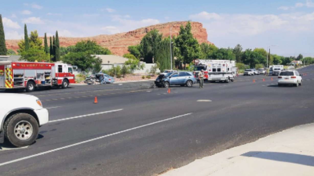 Scene of a fatal crash in St. George on Friday, June 18, 2021.