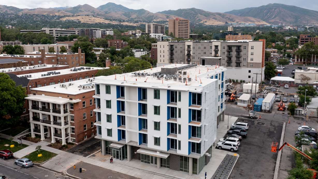 The Magnolia, a new permanent supportive housing building, is pictured in Salt Lake City on Thursday, June 24, 2021. The new building, owned by Shelter the Homeless and operated by the Road Home, has 65 units for people who have experienced homelessness.