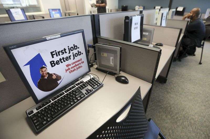A computer station is available for a job seekers at
the Utah Department of Workforce Services in Salt Lake City on
Tuesday, June 22, 2021.