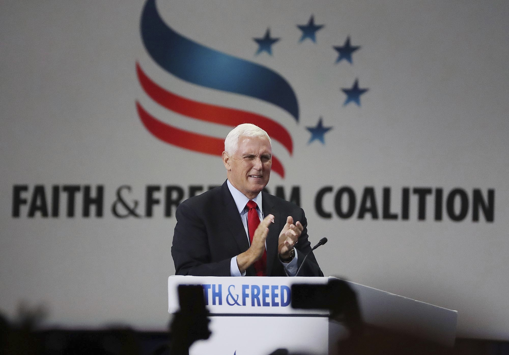 Former vice president Mike Pence speaks during the Road to Majority convention at Gaylord Palms Resort & Convention Center in Kissimmee, Fla., on Friday, June 18, 2021.