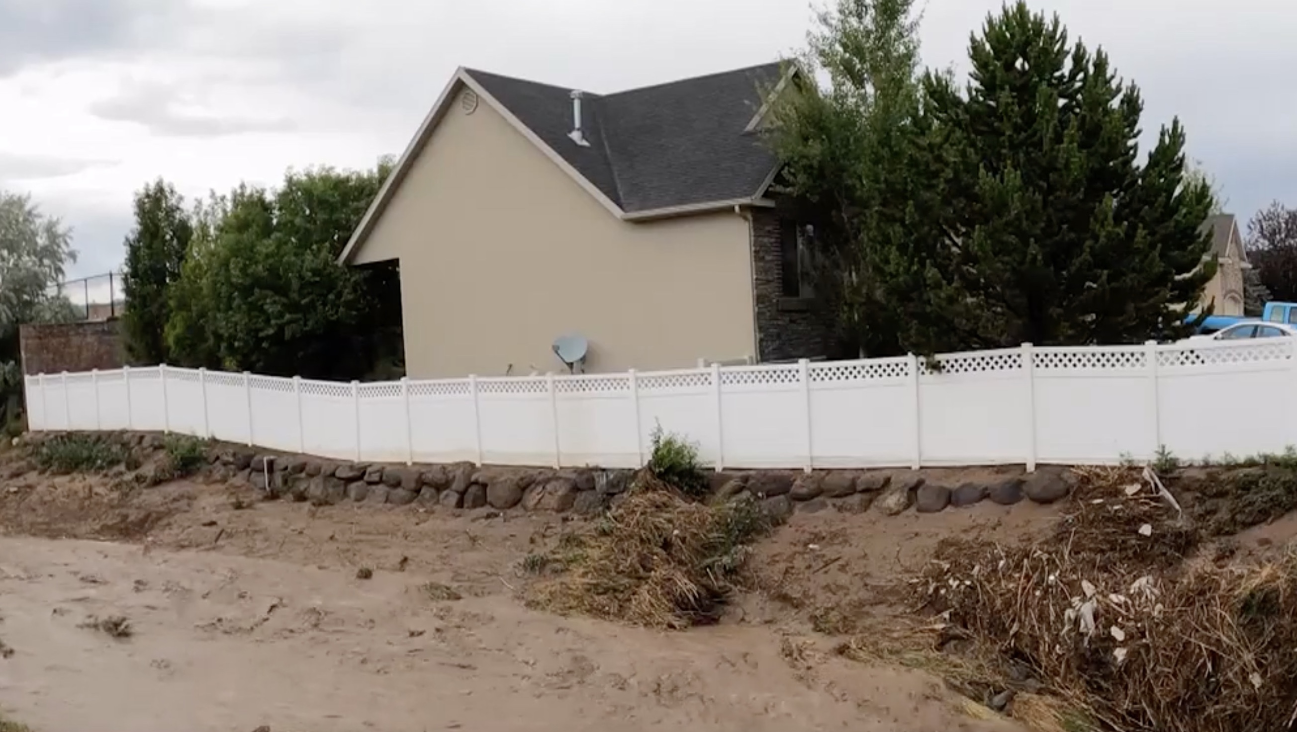 A powerful thunderstorm sent floodwaters and mud shooting down dry creek beds Thursday, leading to problems in multiple neighborhoods within the city’s boundaries and into Riverton.
