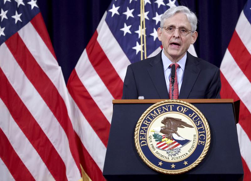 FILE: In this June 15, 2021, file photo Attorney General Merrick Garland speaks at the Justice Department in Washington. The Justice Department is suing Georgia over the state's voting laws, a person familiar with the matter said Friday, June 25.