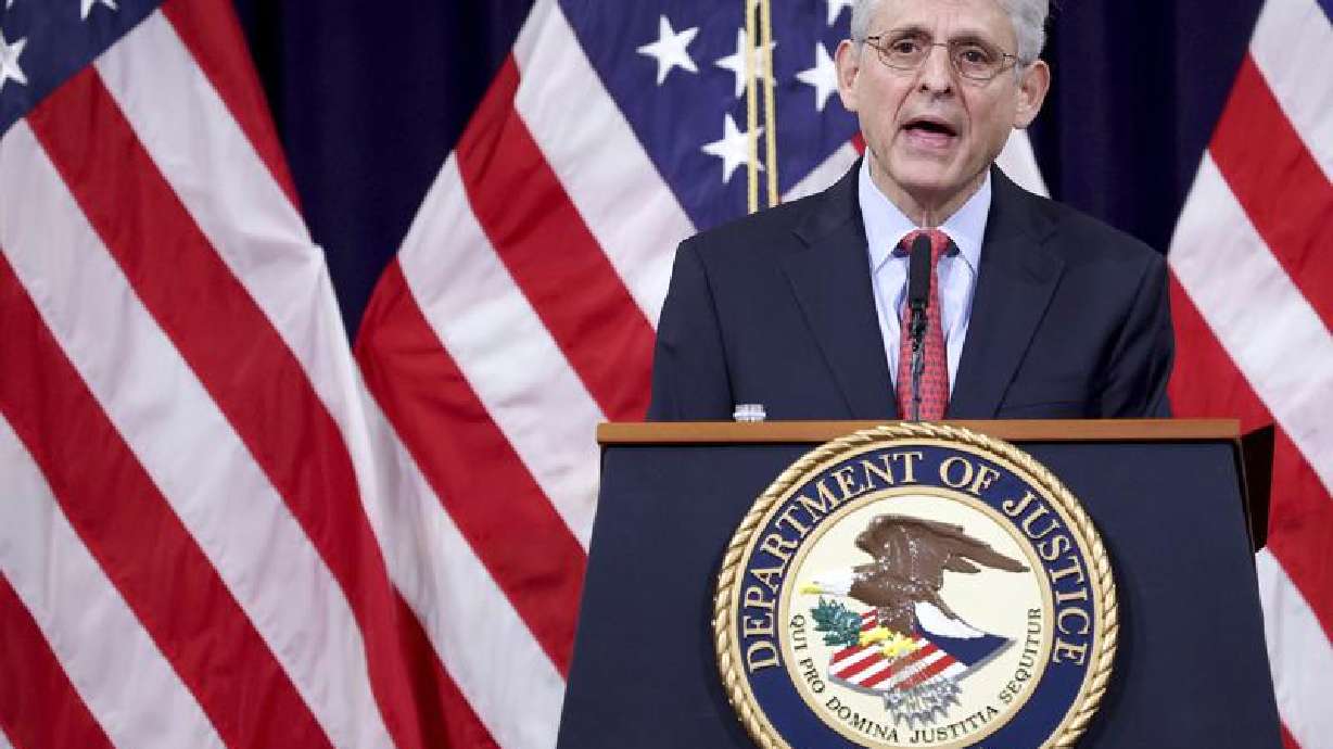 FILE: In this June 15, 2021, file photo Attorney General Merrick Garland speaks at the Justice Department in Washington. The Justice Department is suing Georgia over the state's voting laws, a person familiar with the matter said Friday, June 25.