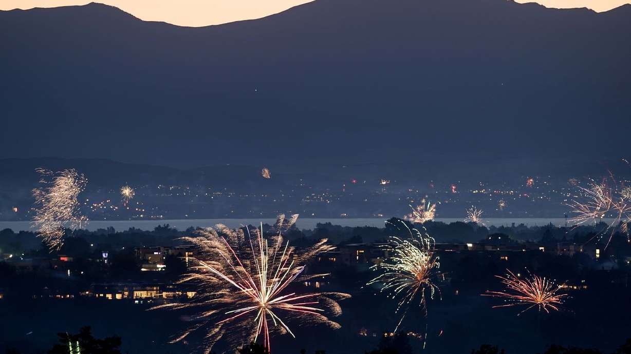Amateur fireworks are seen from Rock Canyon Park in Provo on Saturday, July 4, 2020.
