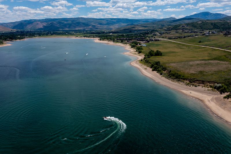 Boaters recreate at Pineview Reservoir near Huntsville,
Weber County, on Monday, June 28, 2021.