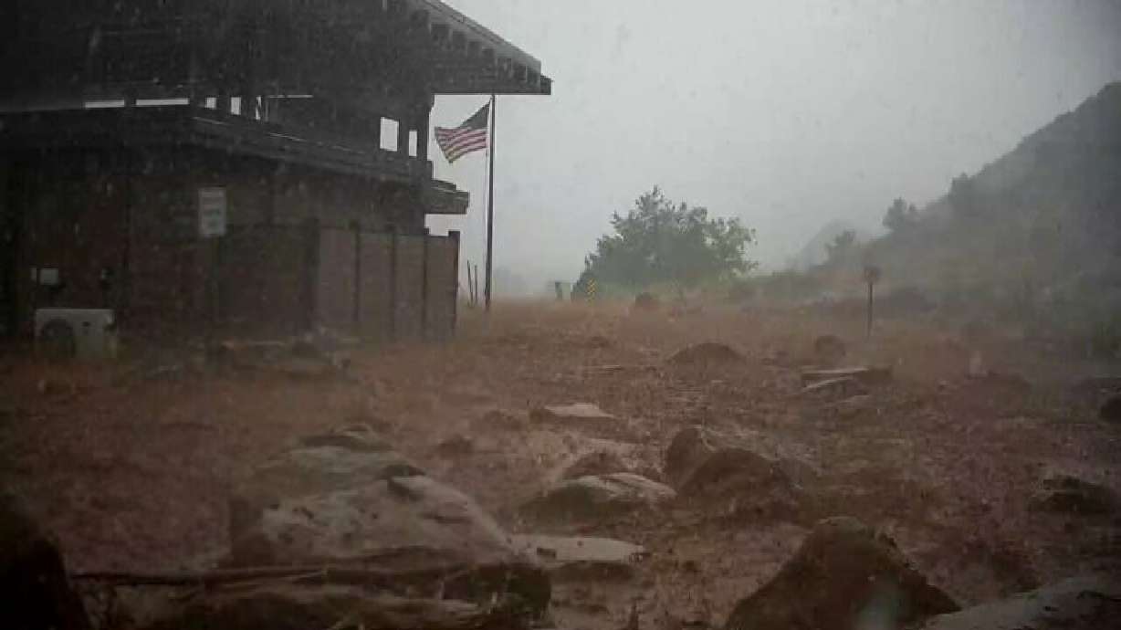 Flash flooding of Zion Canyon, Springdale, Utah, June 29, 2021.