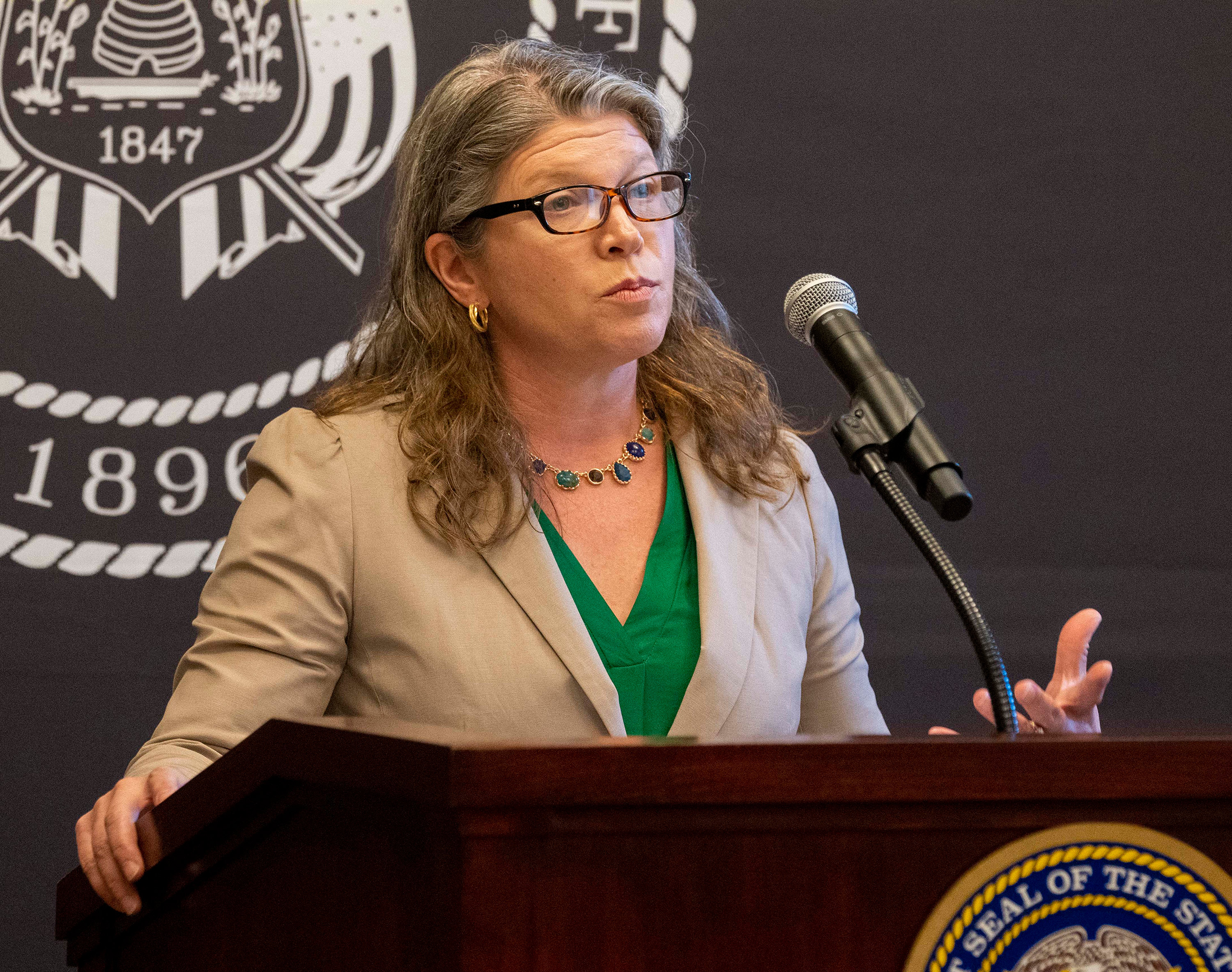 Dr. Michelle Hofmann, deputy director of the Utah Department of Health, speaks during a COVID-19 briefing at the Capitol in Salt Lake City on Thursday, July 1, 2021.
