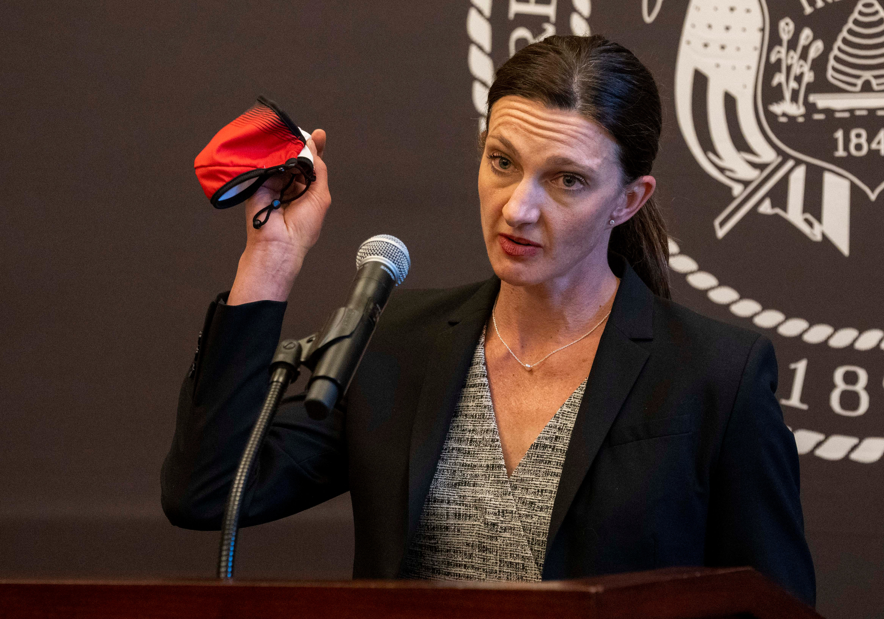 Dr. Kencee Graves, associate chief medical officer for inpatient services at University of Utah Health, speaks during a COVID-19 briefing at the Capitol in Salt Lake City on Thursday, July 1, 2021.