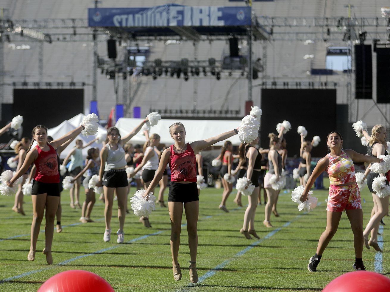 Dancers rehearse for Stadium of Fire at LaVell Edwards
Stadium in Provo on Friday, July 2, 2021.