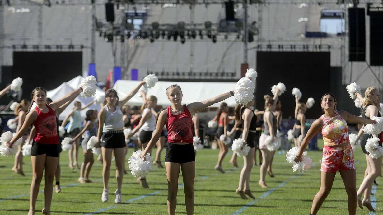 Dancers rehearse for Stadium of Fire at LaVell Edwards
Stadium in Provo on Friday, July 2, 2021.