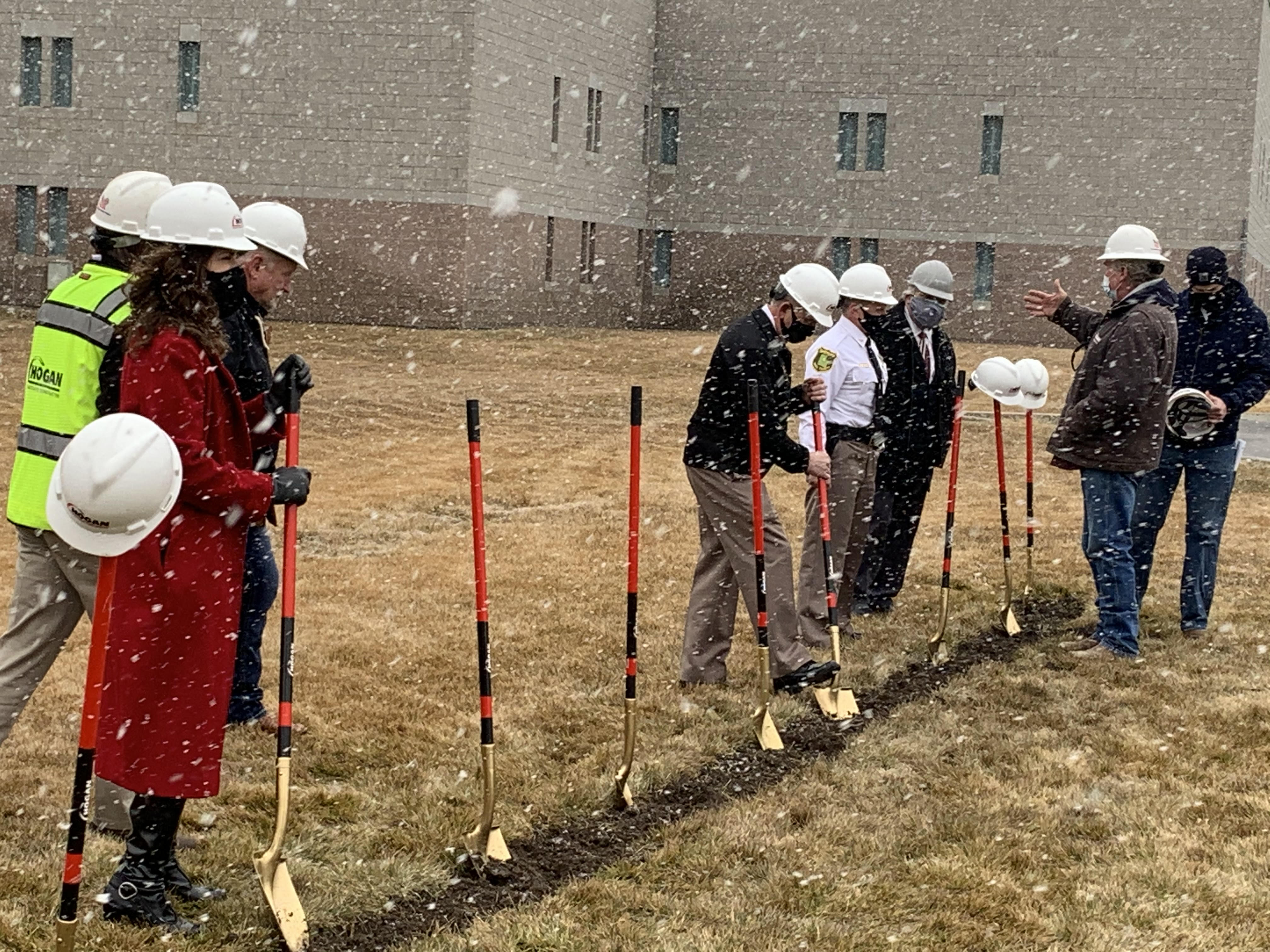 A groundbreaking ceremony held on Feb. 5, 2021 for a Medical Observation Unit at the Davis County Correctional Facility in Farmington.