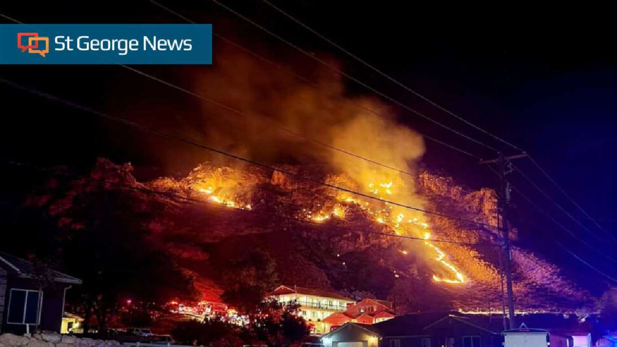 A wildfire burned 4.5 acres in LaVerkin late Sunday night, July 4, 2021, in LaVerkin, Utah.
