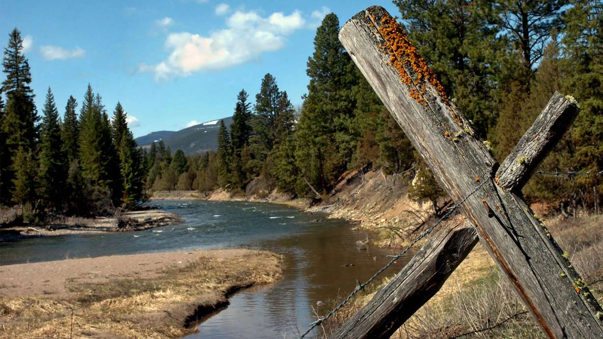 This April 26, 2006 file photo, shows Jacobsen Creek, a tributary of the North Fork of the Blackfoot River near Ovando, Mont. Authorities say a grizzly bear attacked and killed a person who was camping in the Ovando area early Tuesday, July 6, 2021.