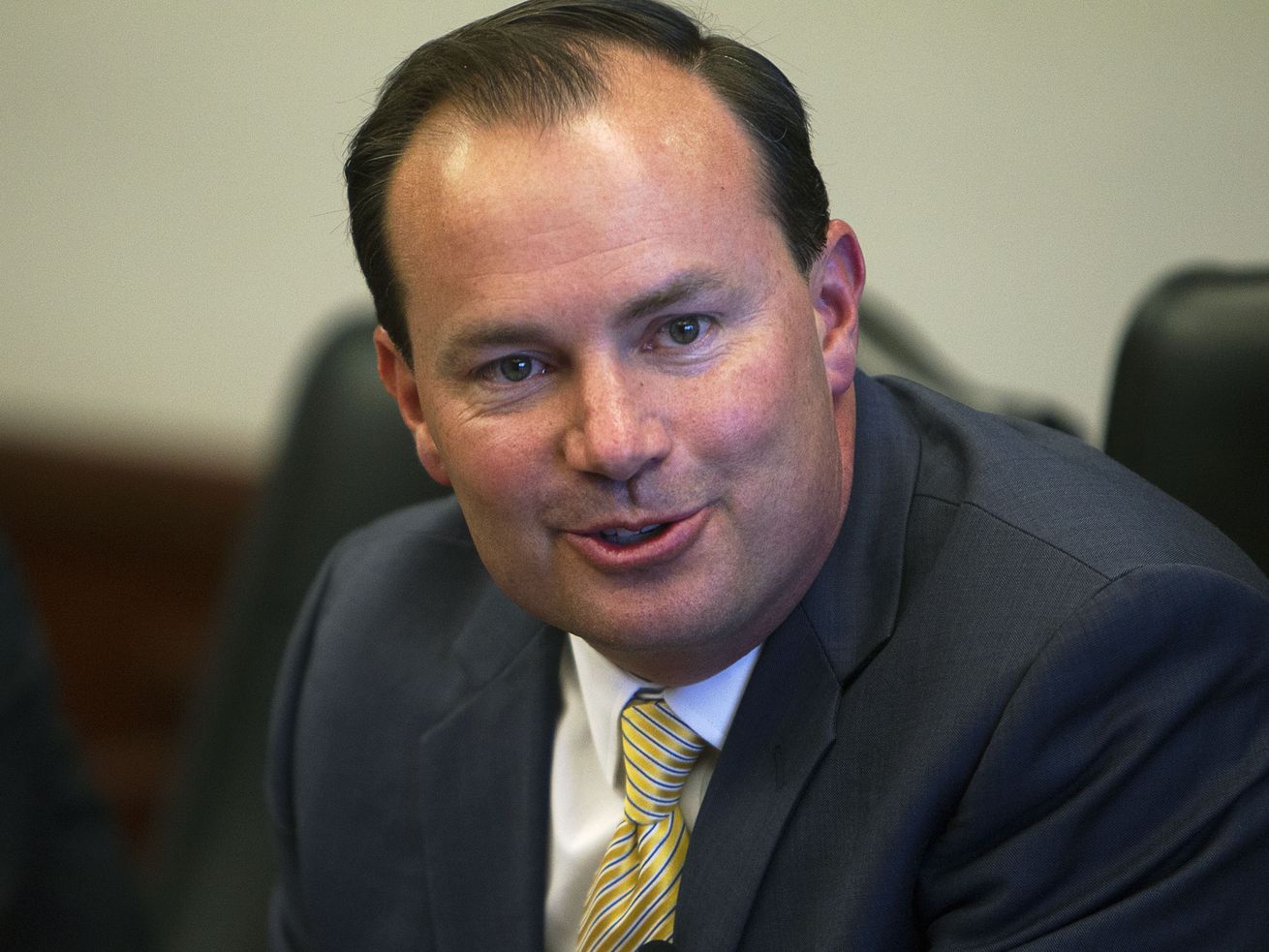 Sen. Mike Lee, R-Utah, meets with the Deseret News and KSL editorial boards in Salt Lake City on Aug. 29, 2016. Lee, R-Utah, and Rep. Burgess Owens, R-Utah, were among several conservative lawmakers who sent a letter to the IRS protesting the rejection of the group's application as a nonprofit.