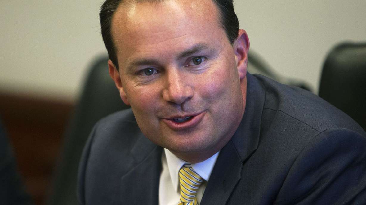 Sen. Mike Lee, R-Utah, meets with the Deseret News and KSL editorial boards in Salt Lake City on Aug. 29, 2016. Lee, R-Utah, and Rep. Burgess Owens, R-Utah, were among several conservative lawmakers who sent a letter to the IRS protesting the rejection of the group's application as a nonprofit.