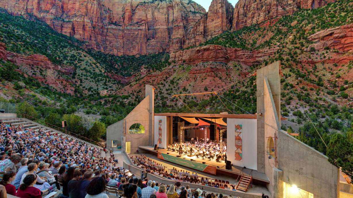 Utah Symphony performs at the O.C. Tanner Amphitheatre in Zion Canyon in 2017.