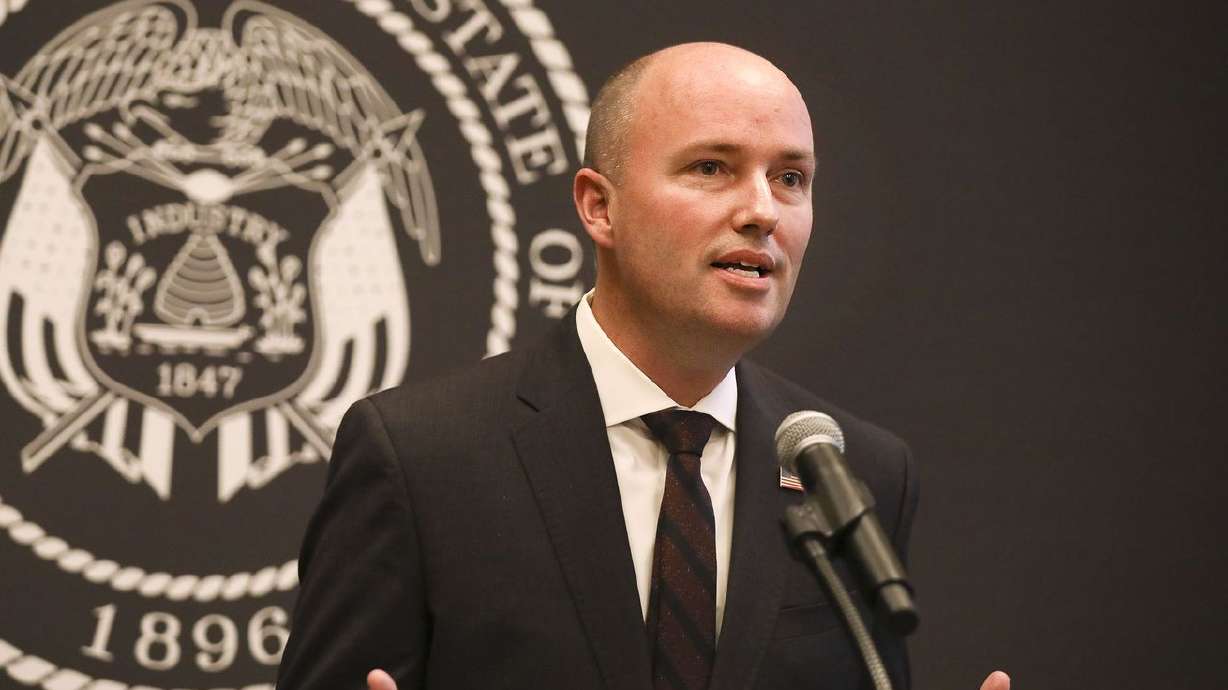 Gov. Spencer Cox provides updates on the ongoing COVID-19 pandemic during a weekly briefing at the Capitol in Salt
Lake City on Thursday, May 13, 2021.