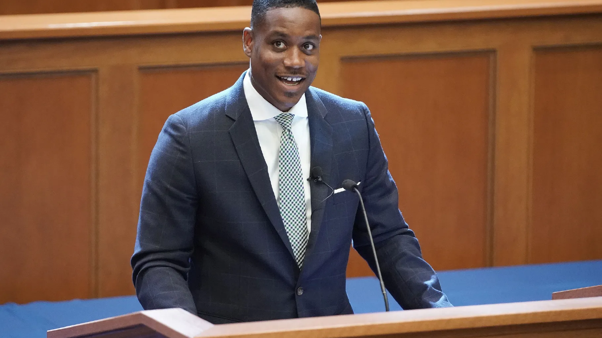 Justin Giboney, co-founder and president of the AND Campaign, speaks during the Notre Dame Religious Liberty Summit at the University of Notre Dame in Notre Dame, Ind., on Monday, June 28, 2021.