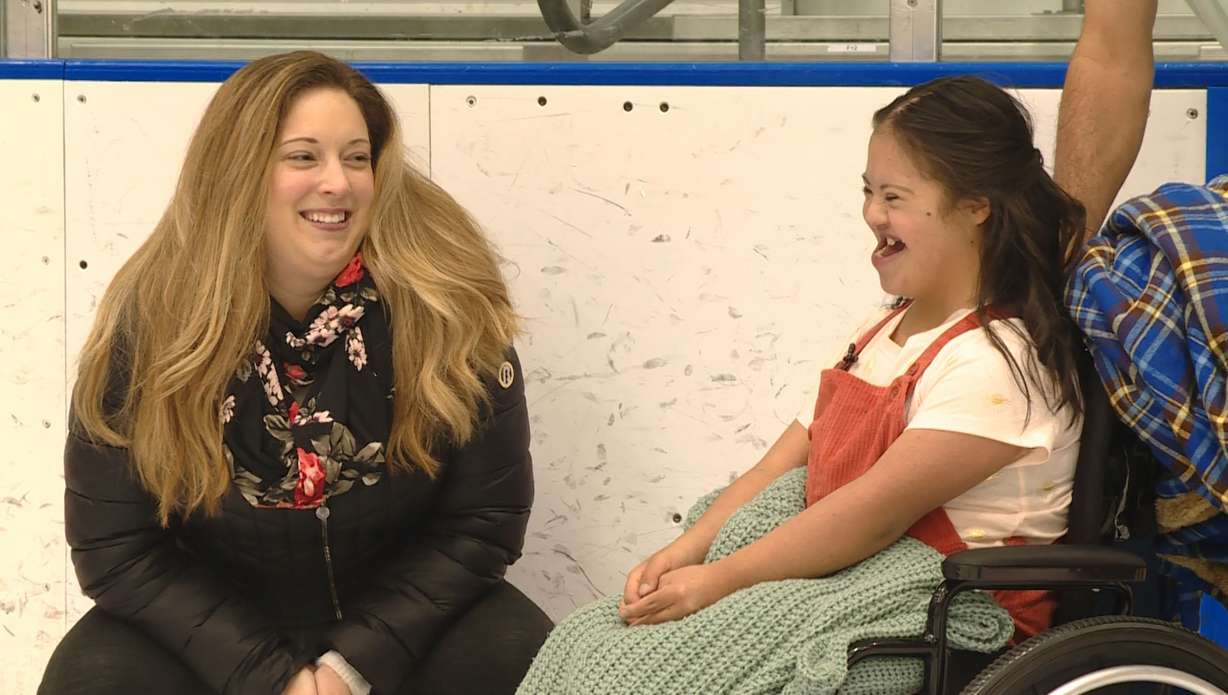 Sophia Mousques, 14, smiles as Team SK8 coach Bri Moffet told her this performance was just for her.