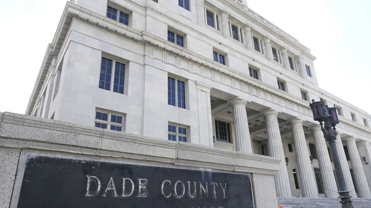 This Oct. 8, 2020 photo shows the Miami-Dade County Courthouse in Miami. Officials say the Miami-Dade County Courthouse will begin undergoing repairs immediately after a review found safety concerns within the building.