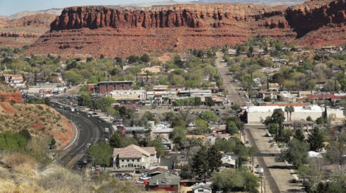 Cars travel along Bluff Street in St. George on Thursday, April 8, 2021. St. George is home to the hottest temperature (117 degrees) ever recorded in Utah history. Forecasters say that record could be in jeopardy this weekend as a heat wave across Utah continues.