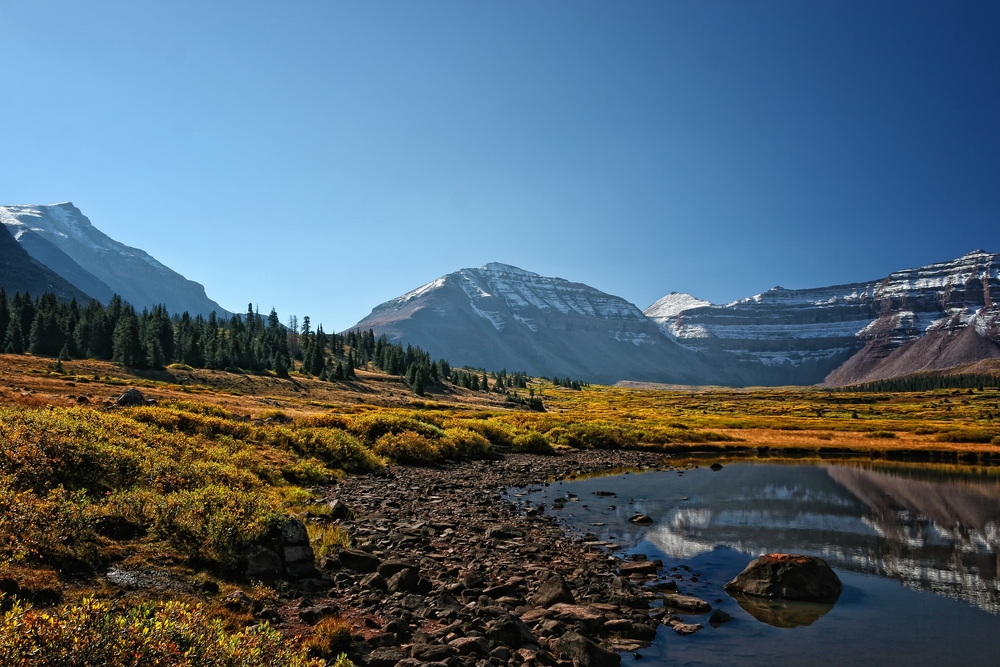 Behind the alpine lake is Kings Peak, Utah's tallest mountain.