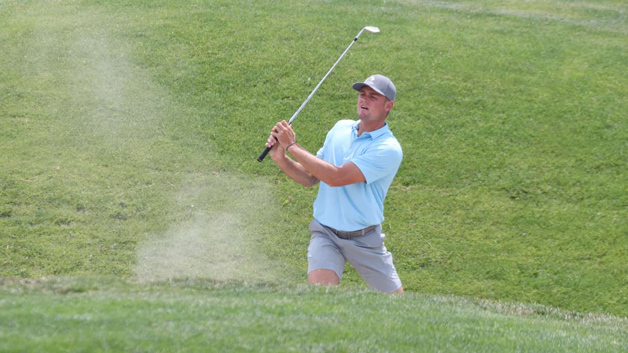 BYU golfer Max Brenchley, a Lone Peak alum, is tied for the lead after the first day of the 123rd Utah State Amateure Championship at Alpine Country Club and Thanksgiving Point golf club, Monday, July 12, 2021.