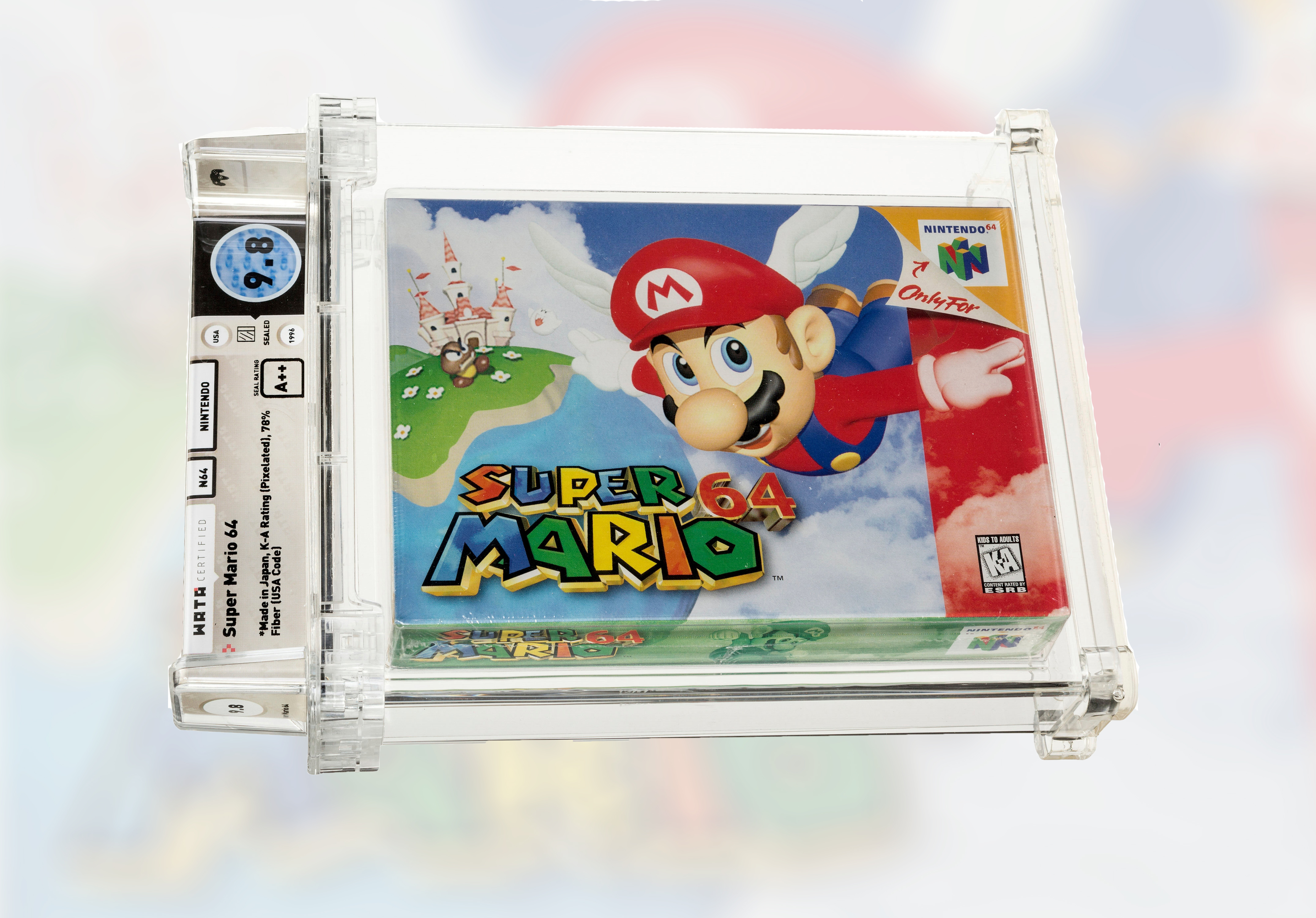 An unopened copy of Nintendo’s Super Mario 64 that has sold at auction for $1.56 million on Sunday, July 11, 2021. Heritage Auctions in Dallas said that the 1996 video game broke the previous record price for the sale of a single video game.