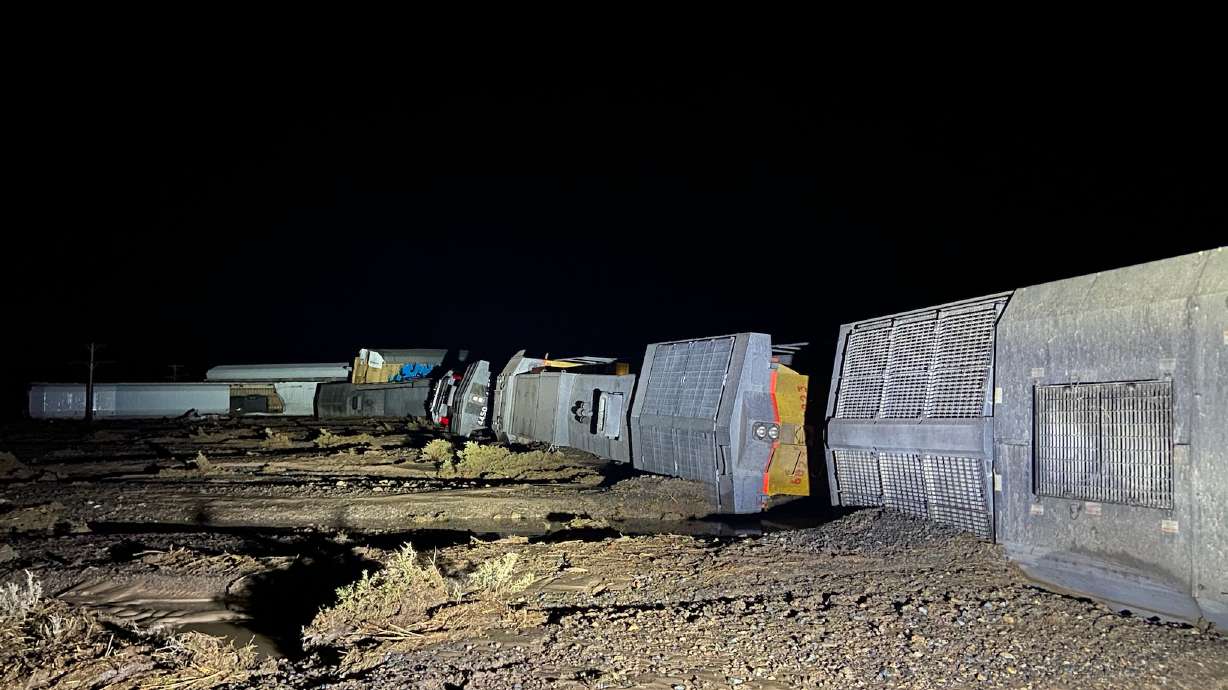 Three people were injured after floodwaters caused a train to derail near Lund in Iron County on Thursday, July 15, 2021.