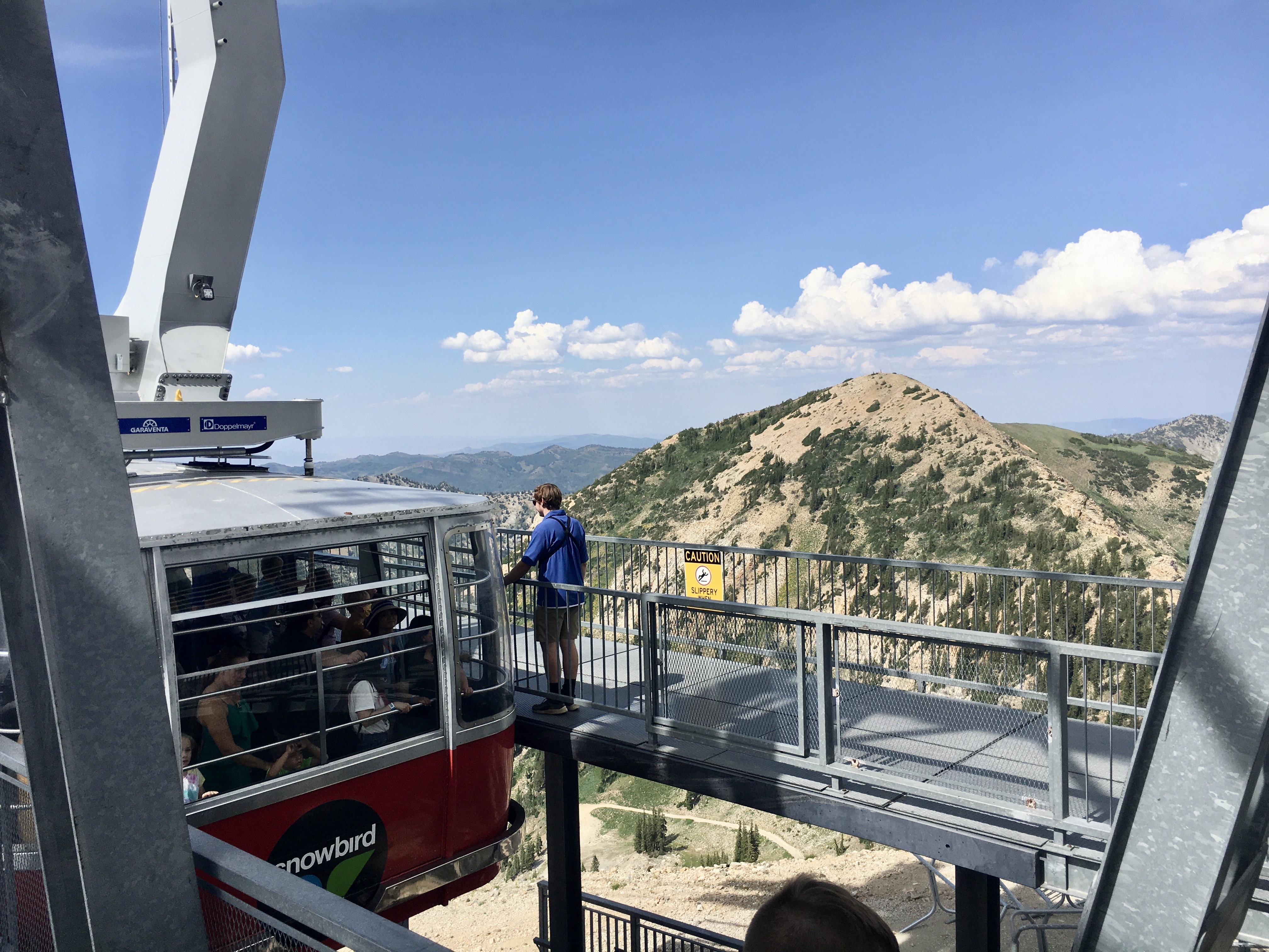 Snowbird’s Aerial Tram climbs almost 3,000 vertical feet, and the views from the top are stunning.