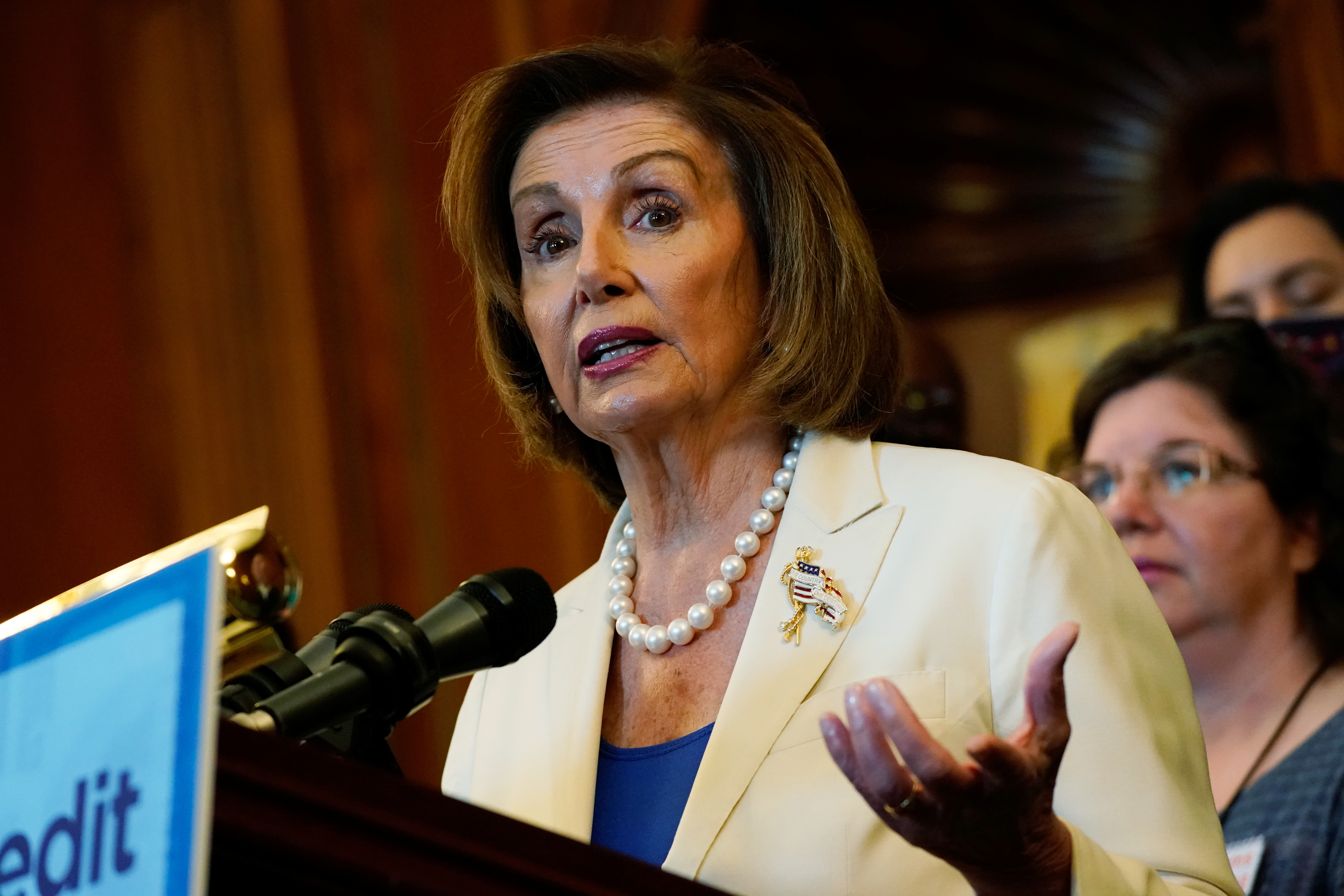 Speaker of the House Nancy Pelosi (D-CA) speaks during a news conference with mothers helped by Child Tax Credit payments at the U.S. Capitol in Washington, U.S., July 20, 2021.