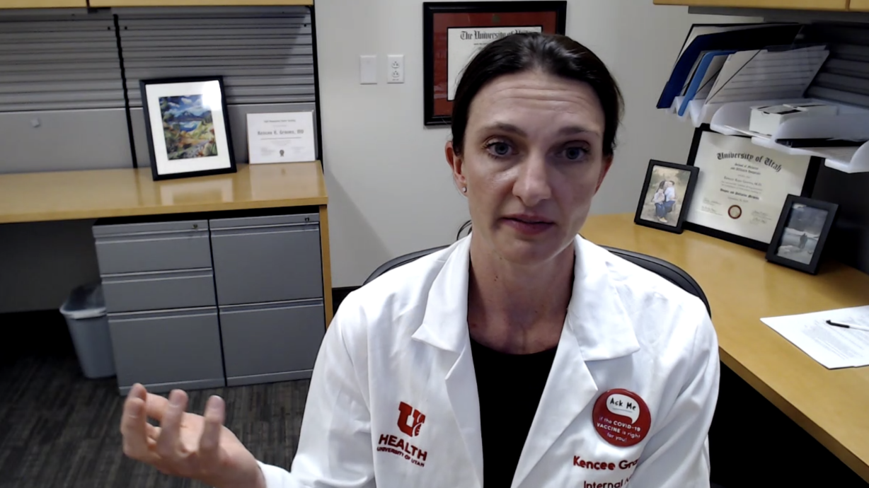 Dr. Kencee Graves, associate chief medical officer for inpatient services at University of Utah Health, speaks about COVID-19 during a news conference on Wednesday, July 21, 2021.