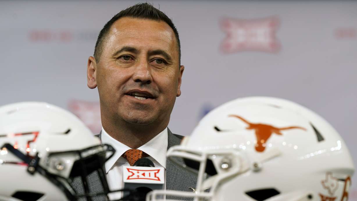 Texas head coach Steve Sarkisian speaks during the NCAA college football Big 12 media days Thursday, July 15, 2021, in Arlington, Texas.