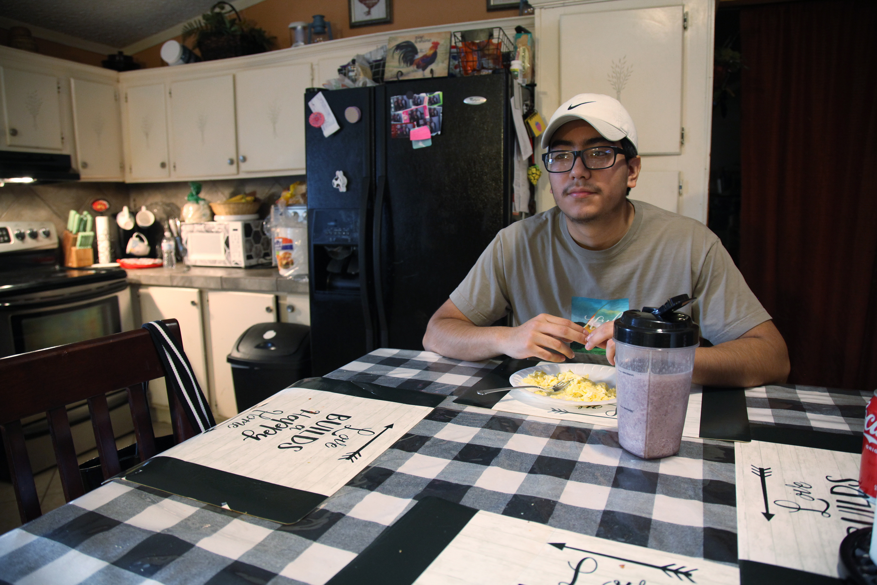 Samuel Alfaro, pauses between responses during an interview at his home in Houston, Texas, Friday, July 23, 2021. Alfaro said his appointment to help obtain deferred action for childhood arrival or DACA immigration status was canceled due to a recent federal court ruling against the program. 