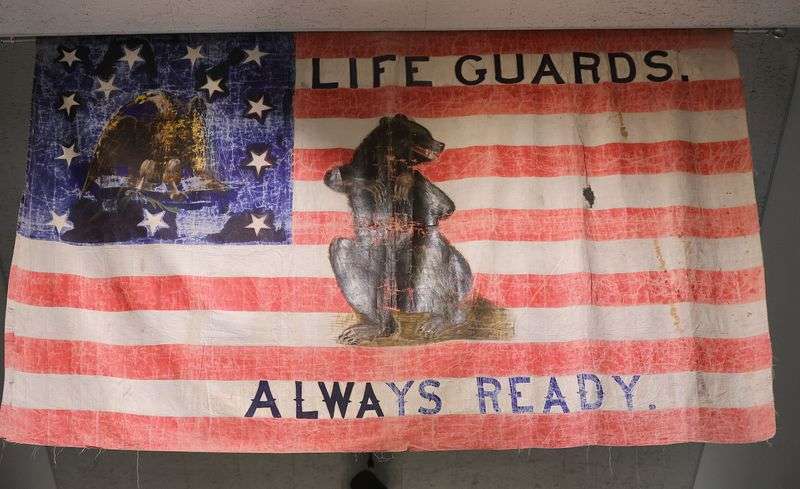 A flag carried by the Mormon Battalion is on display at
the Sons of Utah Pioneers office in Millcreek on Wednesday, July
14, 2021.