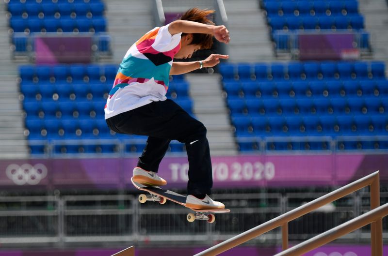Tokyo 2020 Olympics - Skateboarding - Men's Street - Final - Ariake Urban Sports Park - Tokyo, Japan - July 25, 2021. Yuto Horigome of Japan in action.