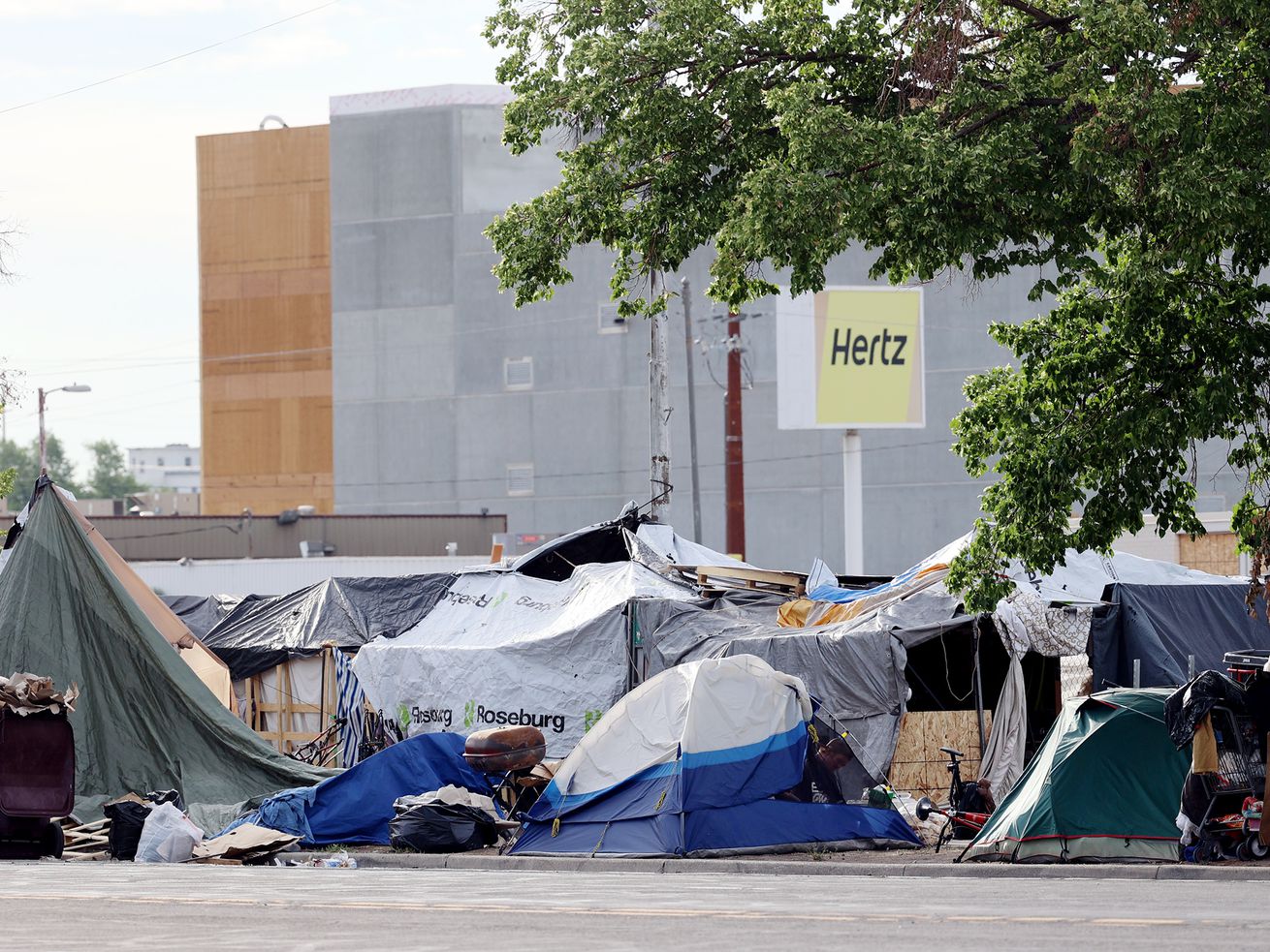 Homeless campsites in Salt Lake City on Tuesday. Utah has released its annual homeless report showing success — and some failures — in the effort to end chronic homelessness.