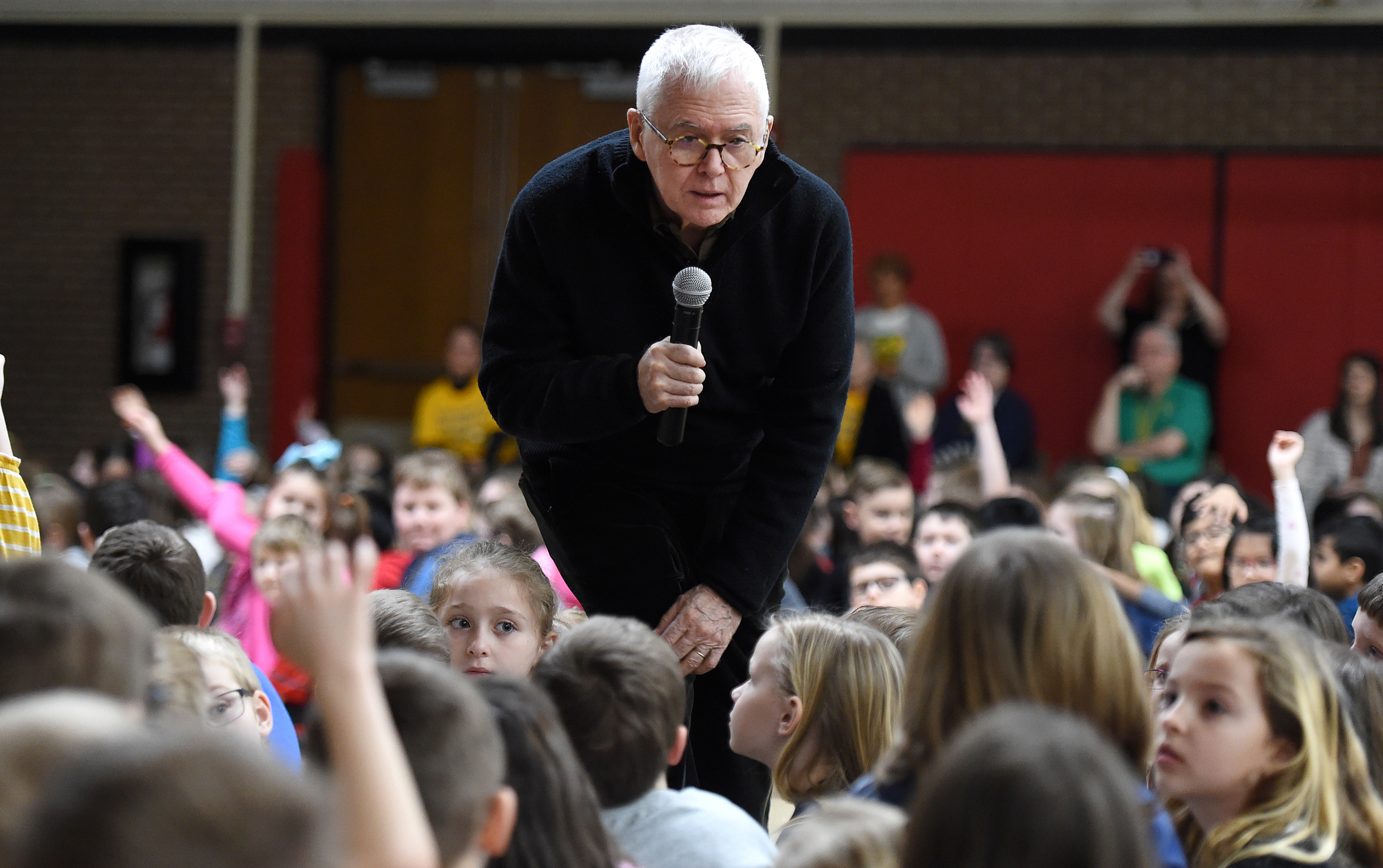 Children's book author and illustrator Marc Brown meets with students in Millcreek Township, Pa., on March 4, 2020. Brown is a three-time Emmy award winner and the creator of the "Arthur" television series adapted from his books. “Arthur” has come to an end after 25 seasons.
