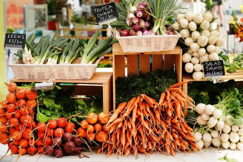 Produce for sale at the Wheeler Historic Farm farmers
market in Murray on Sunday, July 25, 2021.